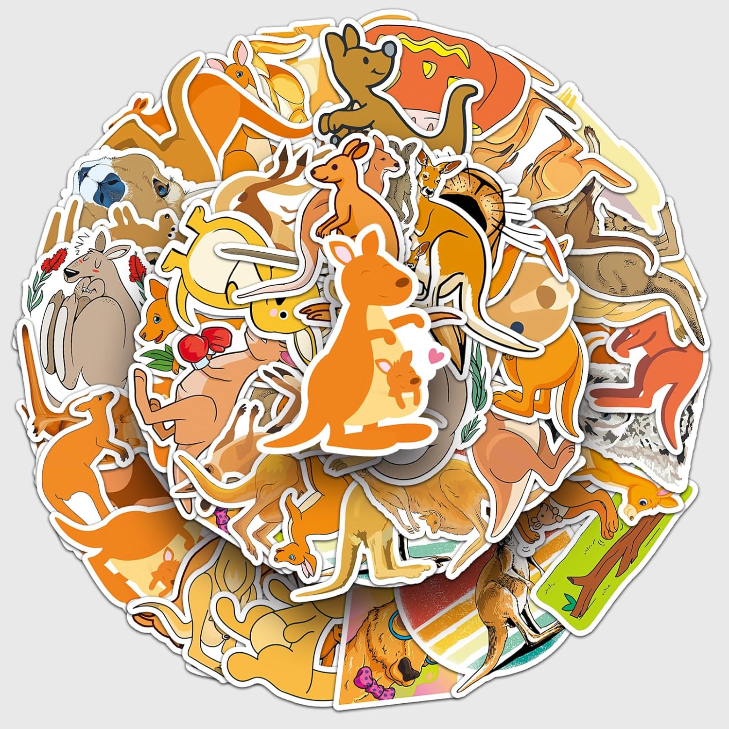 50 Pcs Cute Kangaroo Stickers, 1.96-3.15inch Cartoon Animal Decorative Stickers, Self-Adhesive for Scrapbooking, Kids' Room Decoration, Australian Theme Setup(Kangaroo) - Image 5