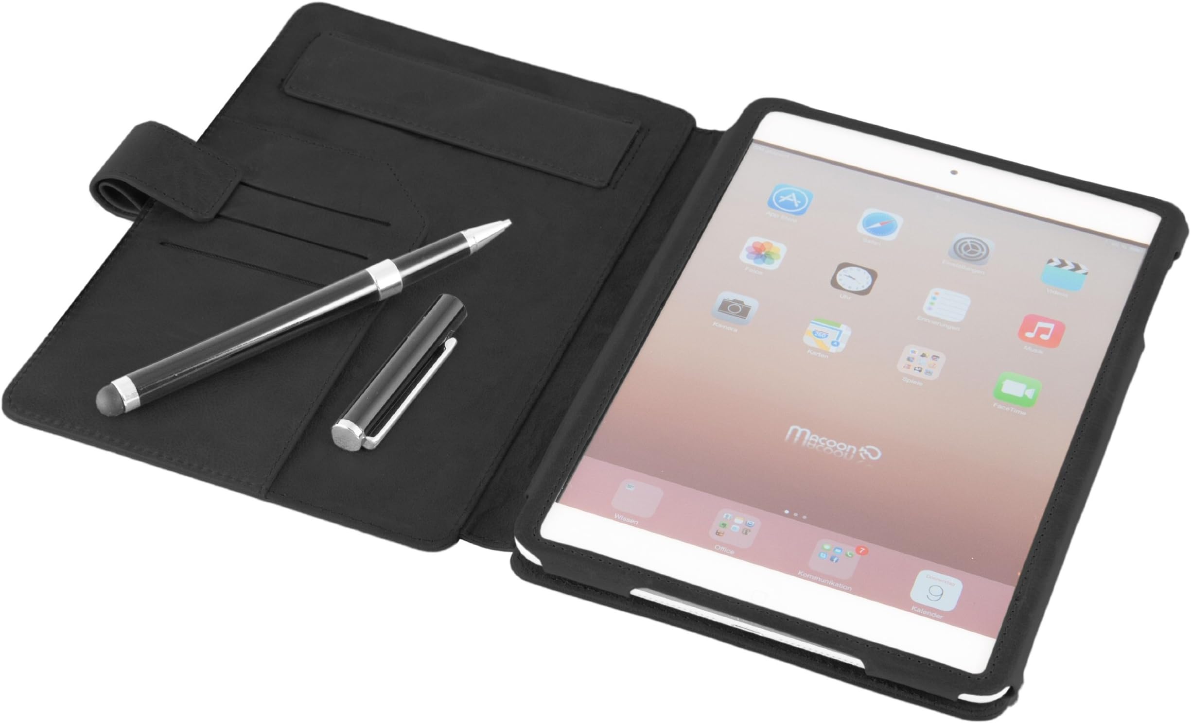 MACOON MC2329BLA Heat hrow Organiser Leather Case for Apple iPad Mini 3 black