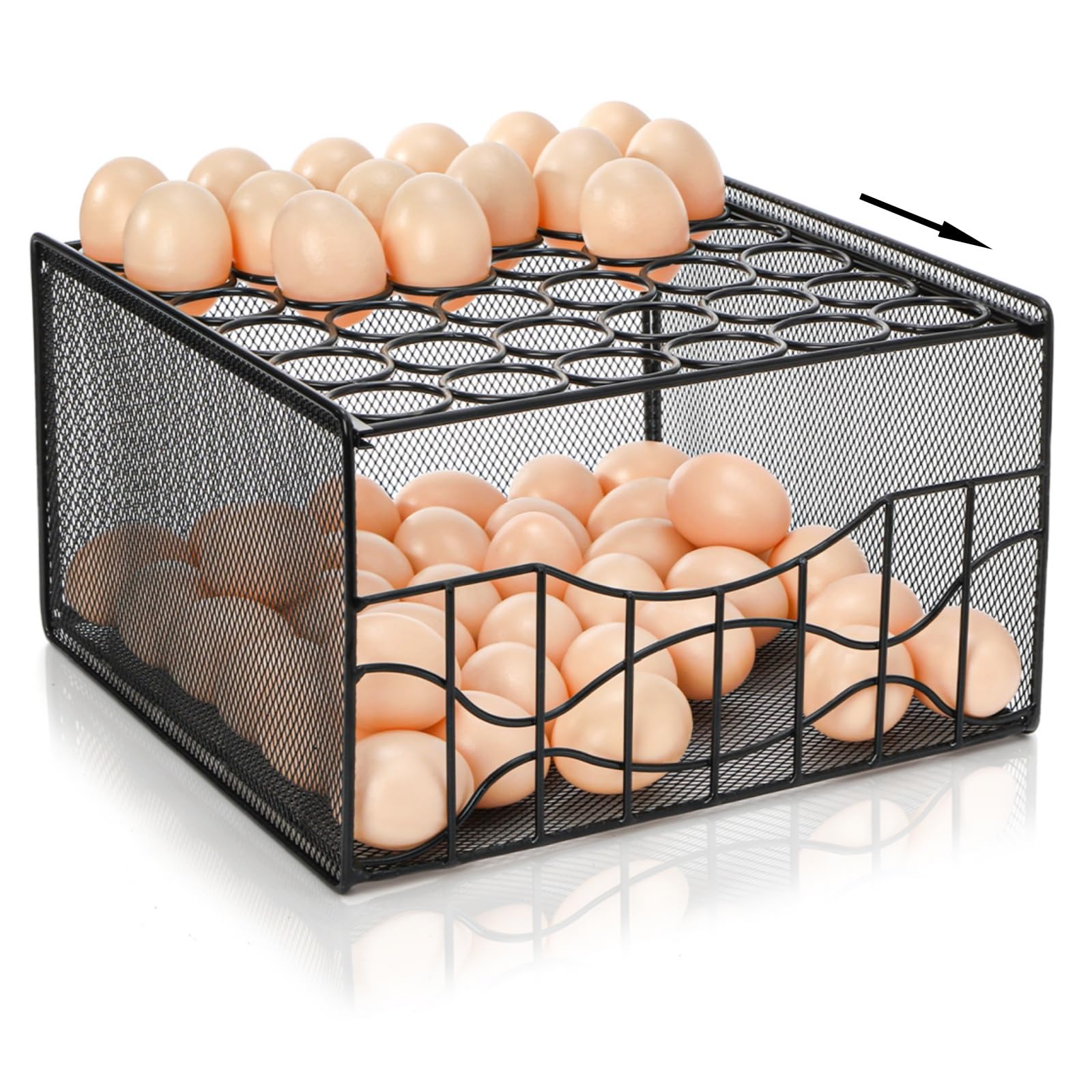 Photo 1 of ***DAMAGED - SEE NOTES/PICTURES*** WRINGKIT Egg Basket for Gathering, 2 Tier Large Fresh Egg Collecting Holder with Slide Tray, Holds 36 + 100 Eggs, Metal Wire Farm Eggs Storage Rack for Countertop, Chicken Duck Easter EGG, Fruit