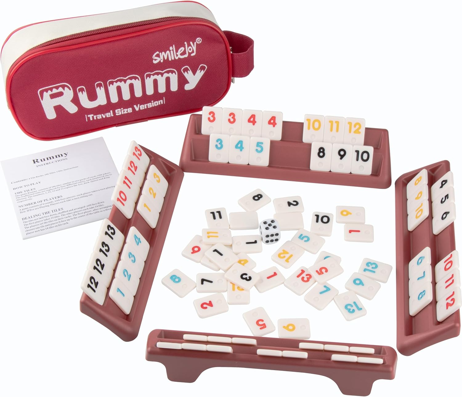 Smilejoy Mini Rummy Set Travel Size Rummy Game with Durable Canvas Bag
