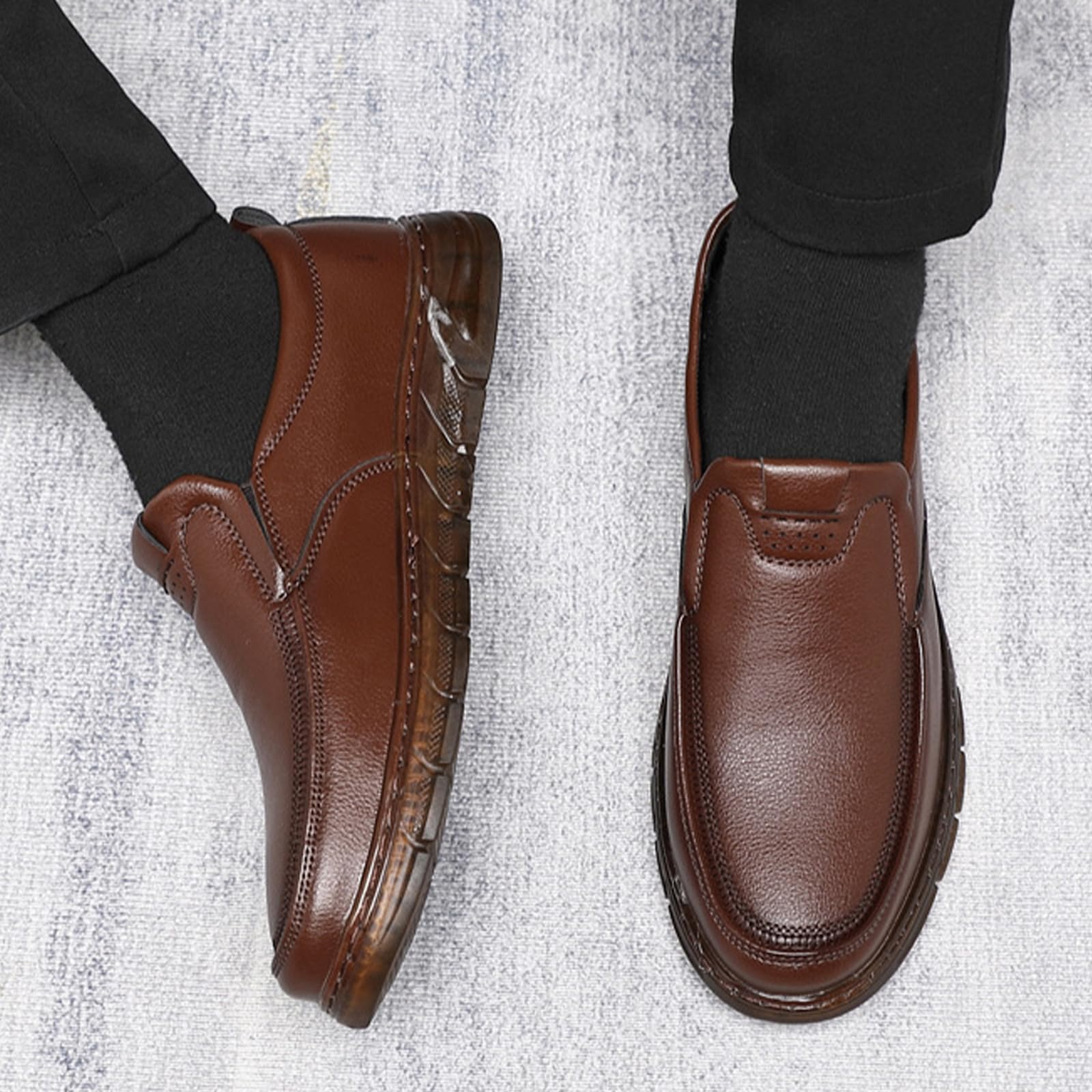 Mocassini da Uomo in Pelle con Punta Arrotondata Scarpe Eleganti | Casual antiscivolo Comode Leggero Passeggio Ufficio Festa Formali Oxford Sposa Business