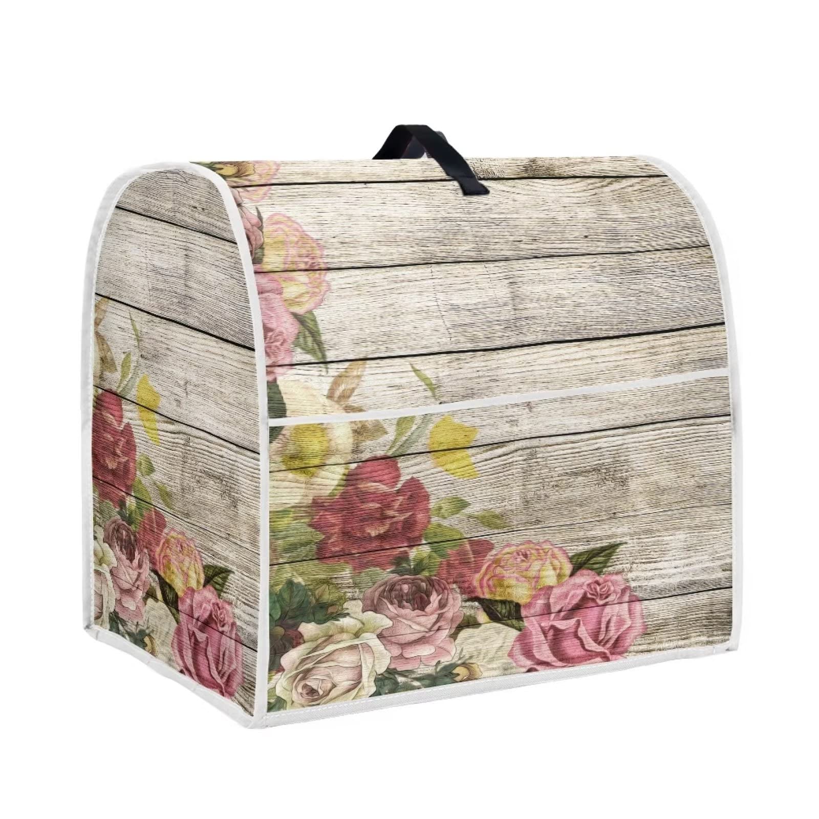 HUISEFOR Wood Grain Floral Print Stand Mixer Cover Home Kitchen Washable Appliance Cover, Kitchen Decorations Universal Dust Proof Mixers Protector with Top Handle and Pockets — image 1