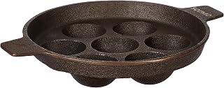 Amazon Brand - Solimo Pre-Seasoned Cast Iron Paniyarkal | Retains Heat | 7 Holes | Black Price In India