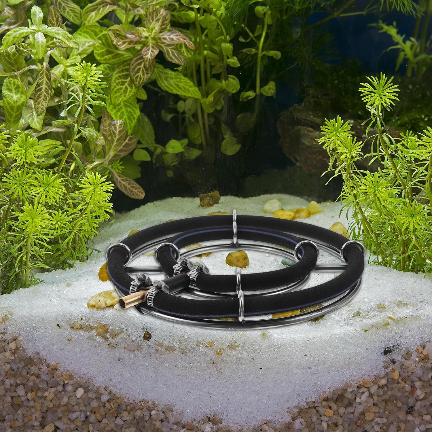 FRCOLOR Fish Tank Oxygen Diffuser Bubble Stone Air Stone Pump Accessories Stainless Steel Double Ring 25cm Nano Bubble Disc for Aquarium and Pond Aeration