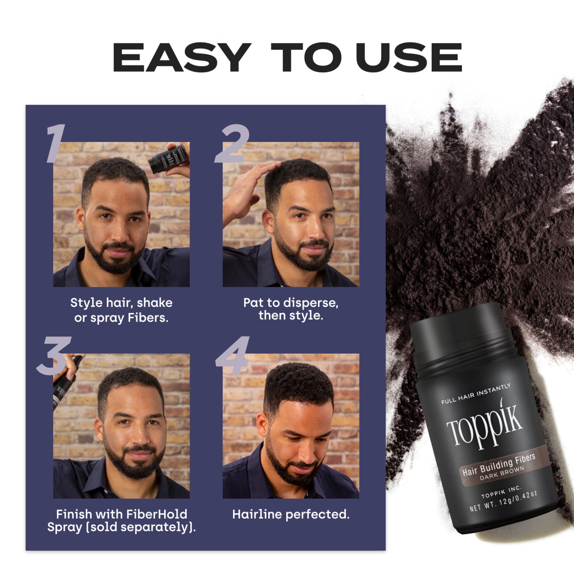 Toppik Haarfasern zur Haarverdichtung, Ansatzpuder und Streuhaar für Haarausfall und sofort volleres Haar, kaschiert lichte Stellen, natürlicher Look, einfach anzuwenden, Hellbraun, 55g
