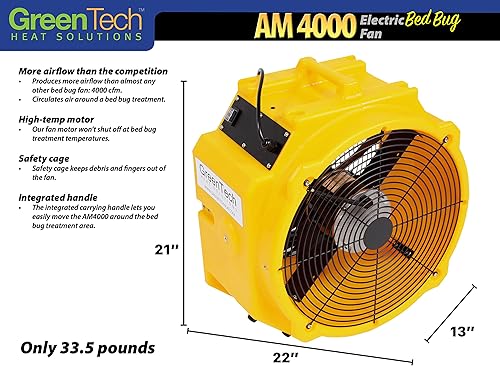 Miniatura 2 de Ventilador portátil GreenTech Heat Solutions, 4000 CFM, resistente a altas temperaturas, circulador de aire de grado profesional, secador de