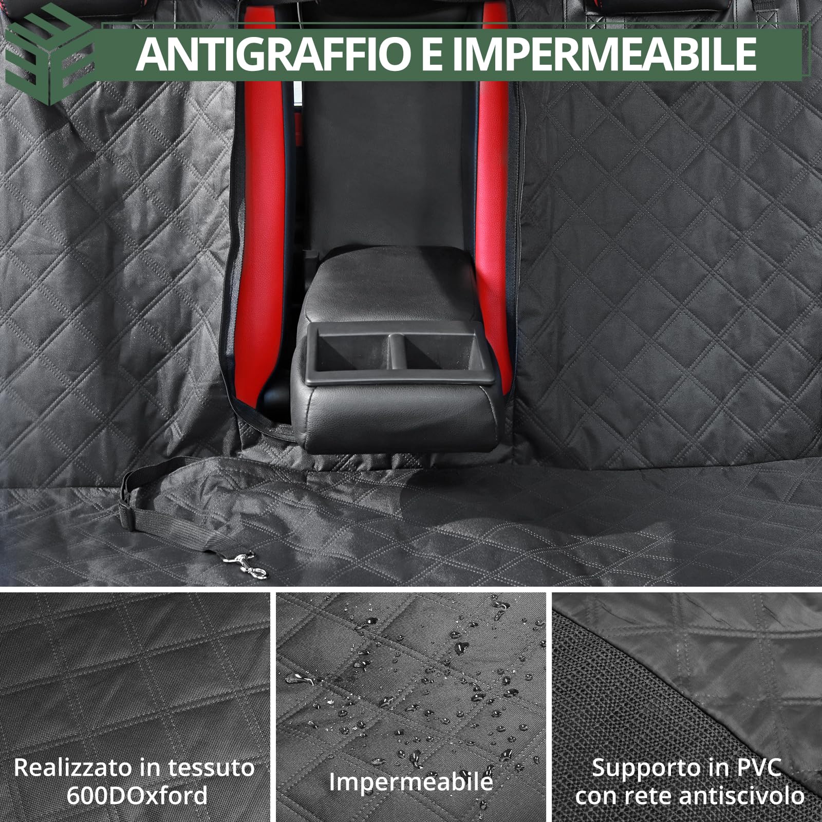 EYPINS Coprisedile Posteriore Auto per Cani 137x122 cm,Telo Macchina per Cani,Impermeabile e Antiscivolo,Copertura Sedili Universali,Nero