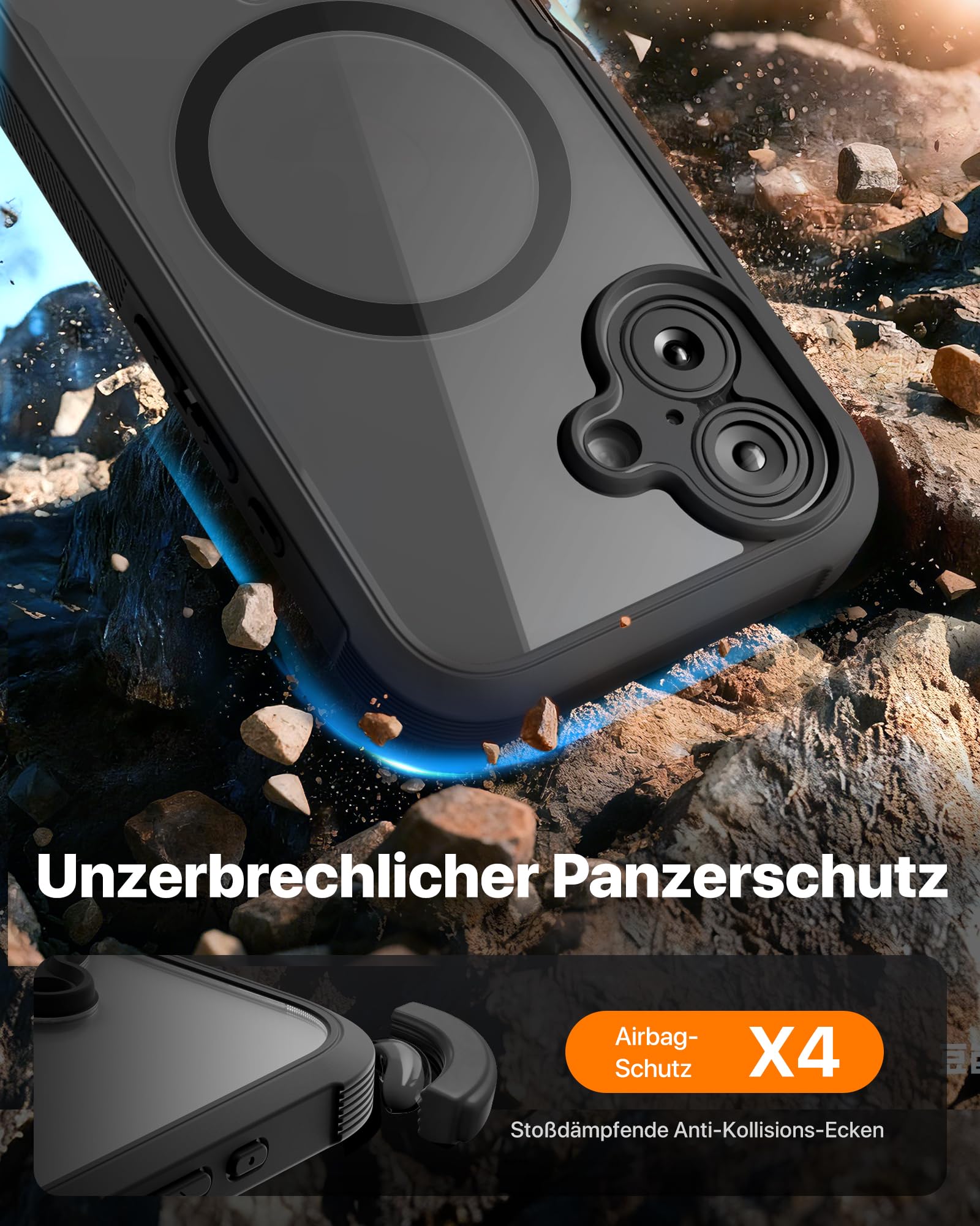 Diaclara für iPhone 17 Hülle mit MagSafe, Militärschutz 360 Grad Vollschutz Schutzhülle Stoßfest mit integrierter Displayschutzfolie und Kameraschutz Handyhülle für iPhone 17 6,3", Schwarz
