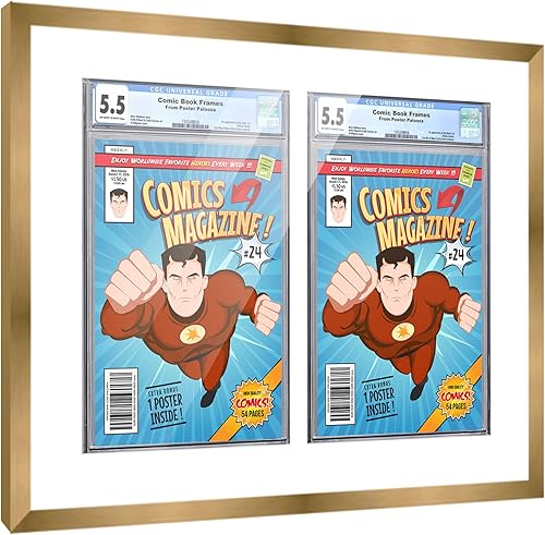 Miniatura 111 de Poster Palooza Marco de cómic con paspartú para 2 cómics CGC, CBCS o PGX Graded Comics – Marco de cómic negro para cómics de 8.125 x 13 pulgadas