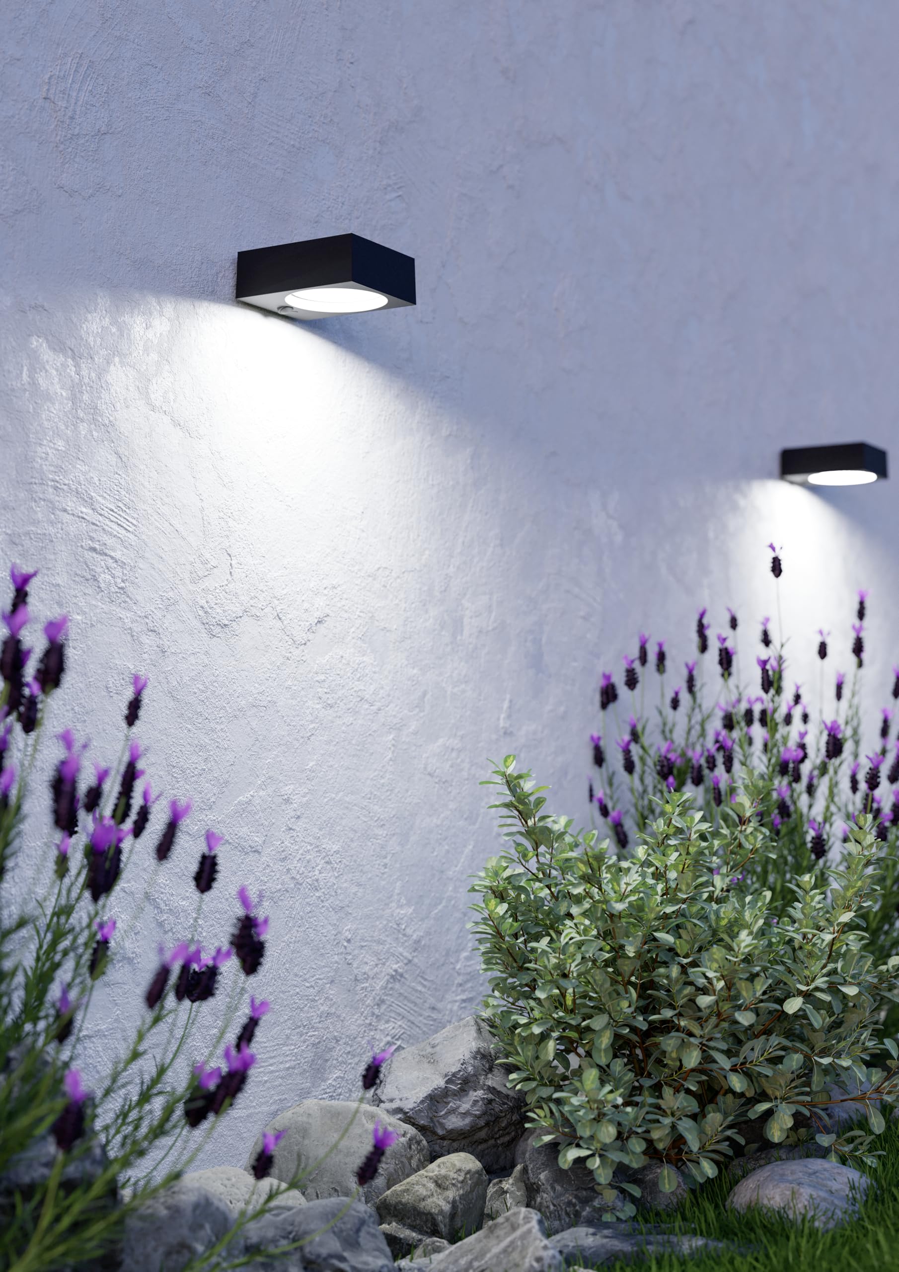 EGLO LED Wandlampe außen Darfano, Outdoor Solarlampe mit Bewegungsmelder | Solar Außenlampe aus Kunststoff in Anthrazit, Außenbeleuchtung neutralweiß, IP54