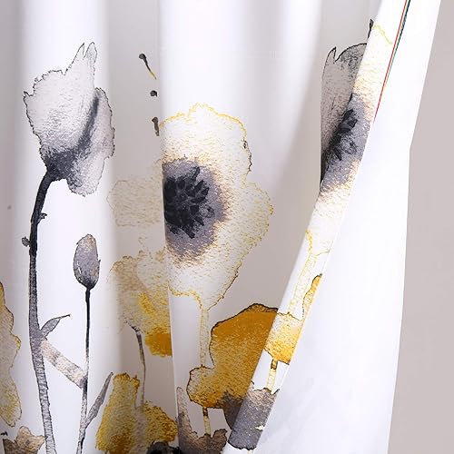 Miniatura 2 de Lush Decor, 84 x 52, Yellow and Gray Zuri Flora Curtains Room Darkening Window Panel Set for Living, Dining, Bedroom (Pair)