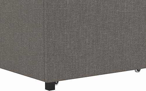 Miniatura 25 de DHP Maven - Cama de plataforma con base tapizada de piel sintética y listones de madera, tamaño individual, color negro, lino, Gris (Grey Linen)