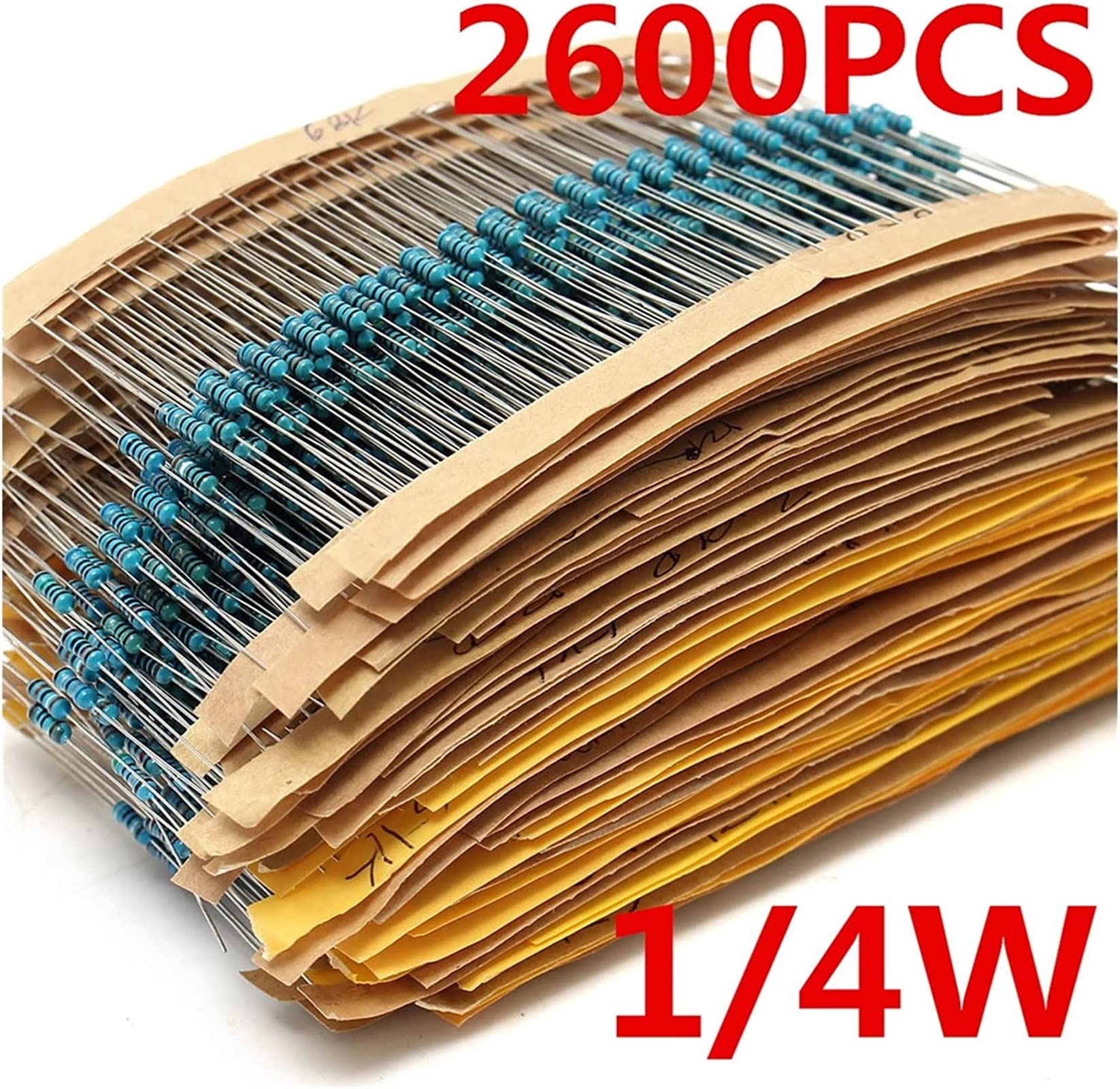 Accesorios electrónicos Kit de condensadores 2600 piezas 130 valores 1/4 W 0,25 W 1% resistencias de película metálica paquete surtido conjunto lote resistencias kits surtidos condensadores fijos con