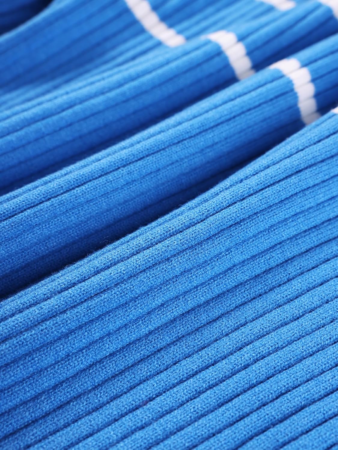 Girls Blue Ribbed Knit Pullover Sweater Hoodie with White Stripes, Kids Hooded Sweater for 6-16Y - Image 6