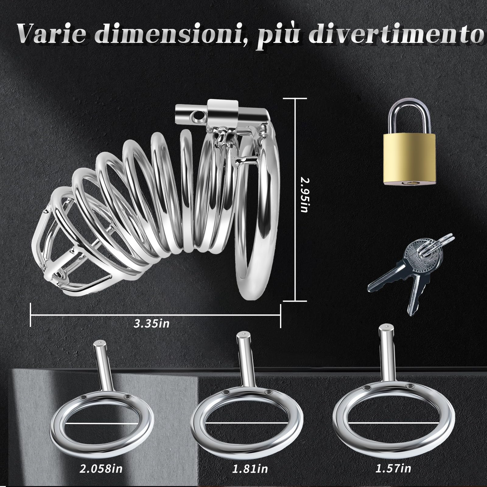Gabbie per Pene Anello Pene Gabbia per Galli Leggere Dispositivi di Castità Maschile con 3 Anelli per il Pene Rimovibili per Prevenire L'erezione Bondage con Cintura di Castità Sex Toys Uomo
