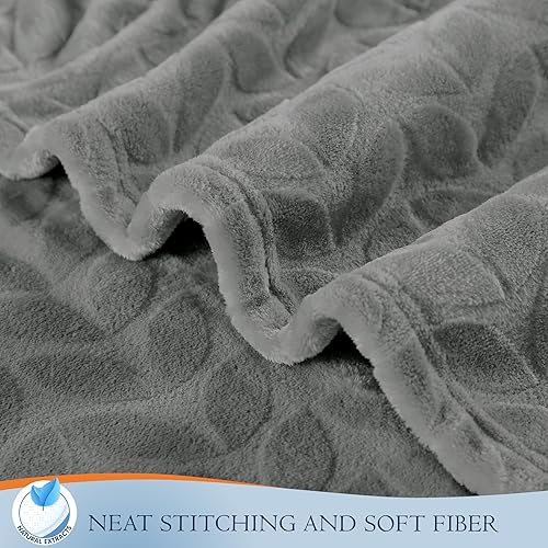 Miniatura 6 de Walensee Manta de forro polar suave y ligera para sofá, cama y sillón (manta de 50 x 60 pulgadas, gris), manta de cama cálida y esponjosa como