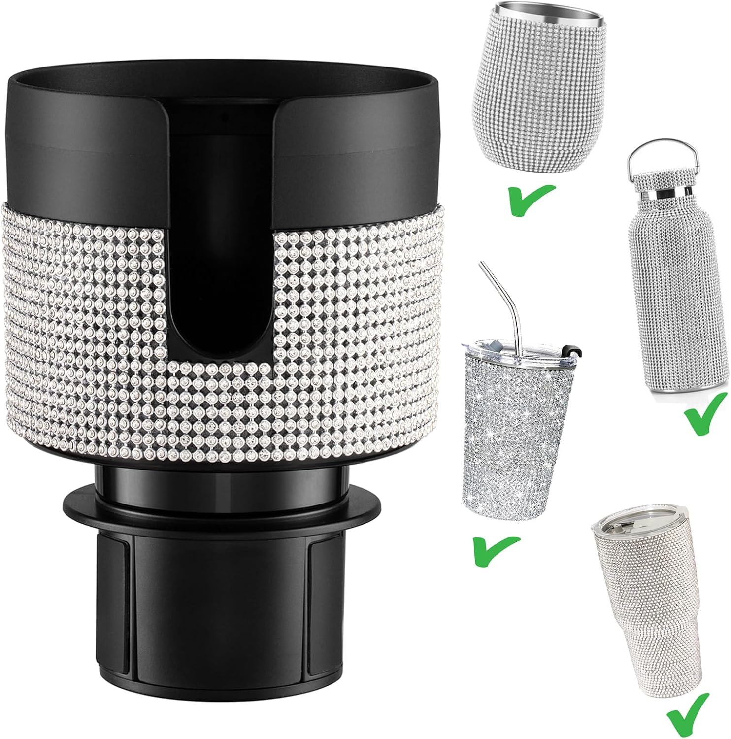 CarCupHolder,Rhinestone Car Cup Holder Expander with