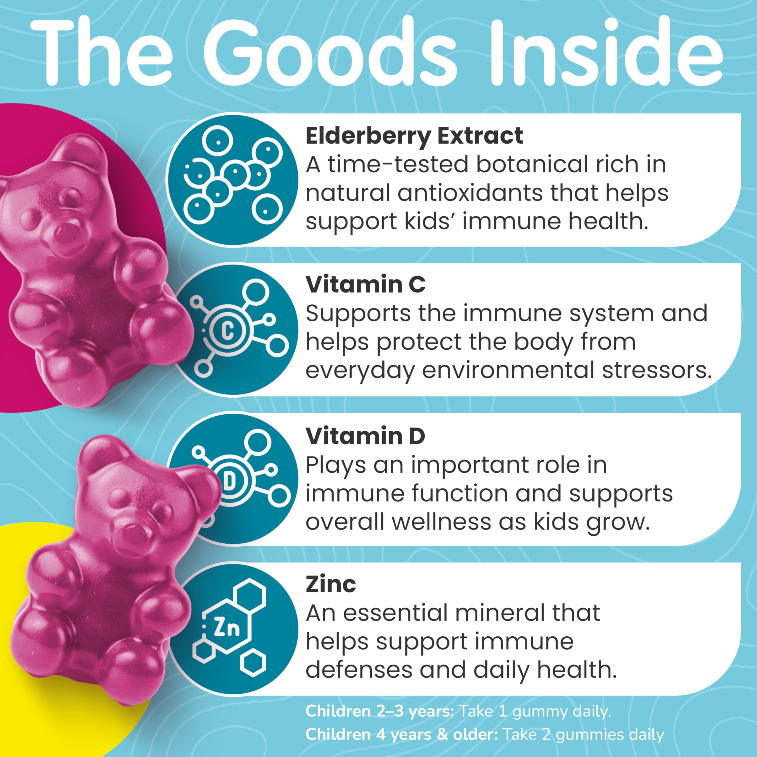 Elderberry Gummies for Kids with Vitamin C & Zinc | Kids Immune Support Supplement | Daily Defense During Seasonal Changes with Elderberry Natural Antioxidants For Immune Health | 60 Gummies — Amazon image 4
