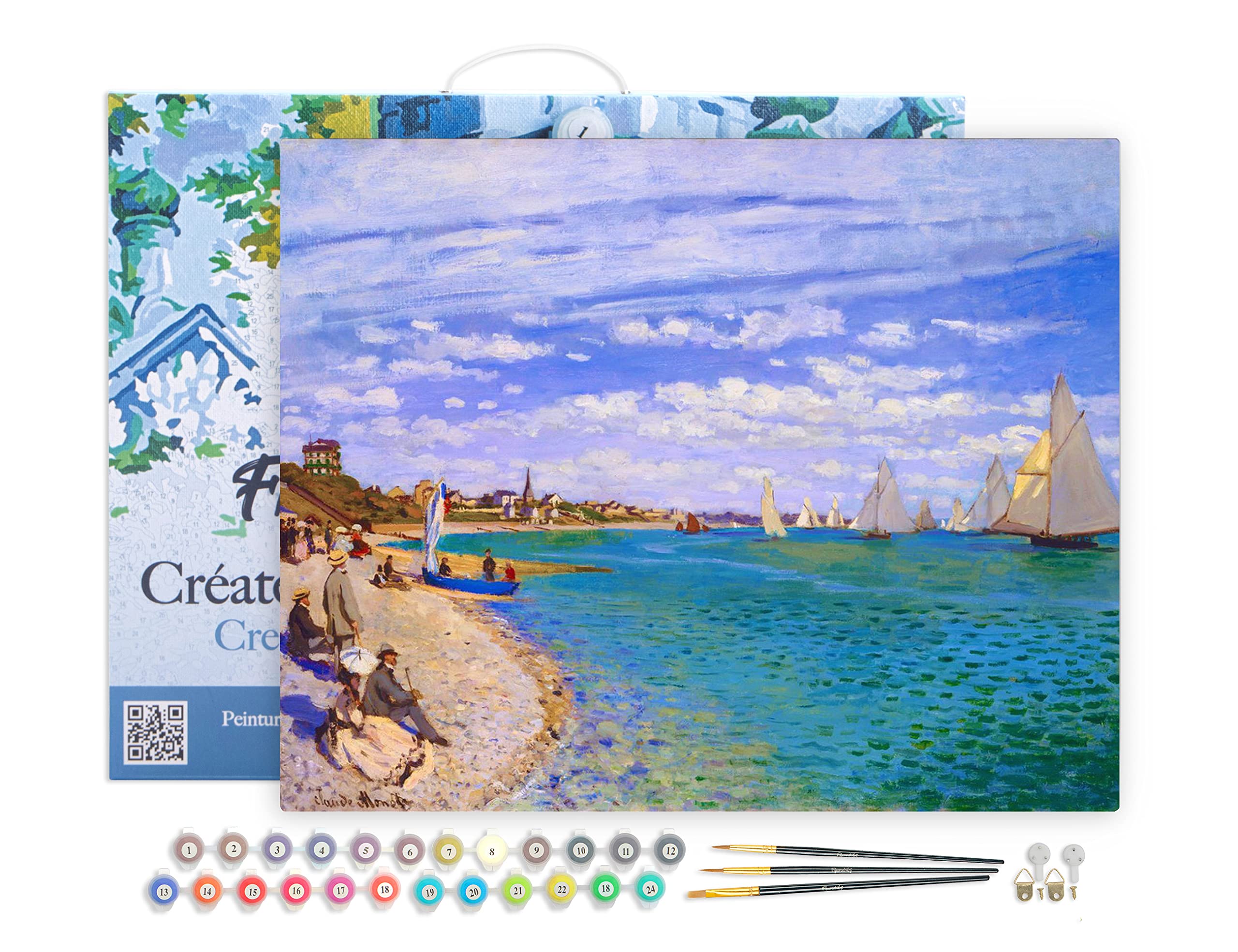Figured'Art Paint by Numbers for Adults with Frame Regattas at Sainte Addresse - Monet 40x50cm - Craft Art Painting DIY Kit Canvas Already Stretched on a Wooden Frame โ image 1