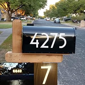 Diggoo Reflective Mailbox Numbers Sticker Decal Die Cut Uzbek Style Vinyl Number 4" Self Adhesive 5 Sets for Mailbox, Signs, Window, Door, Cars, Trucks, Home, Business, Address Number
