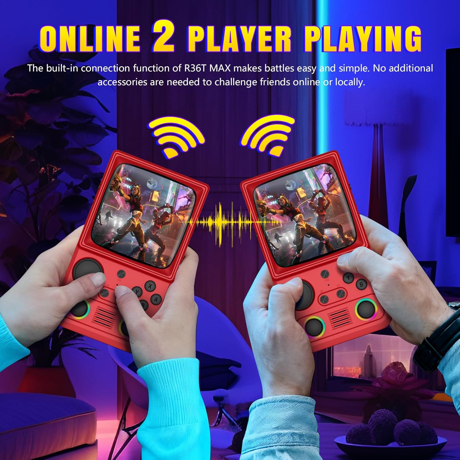 R36TMAX Retro Gaming Console Handheld – 4.0" IPS Screen, 23+ Emulators, 64GB Preloaded Game Console, 5G WiFi Online Play, RGB Joystick, 4000mAh Portable Retro Game Console –Classic Red