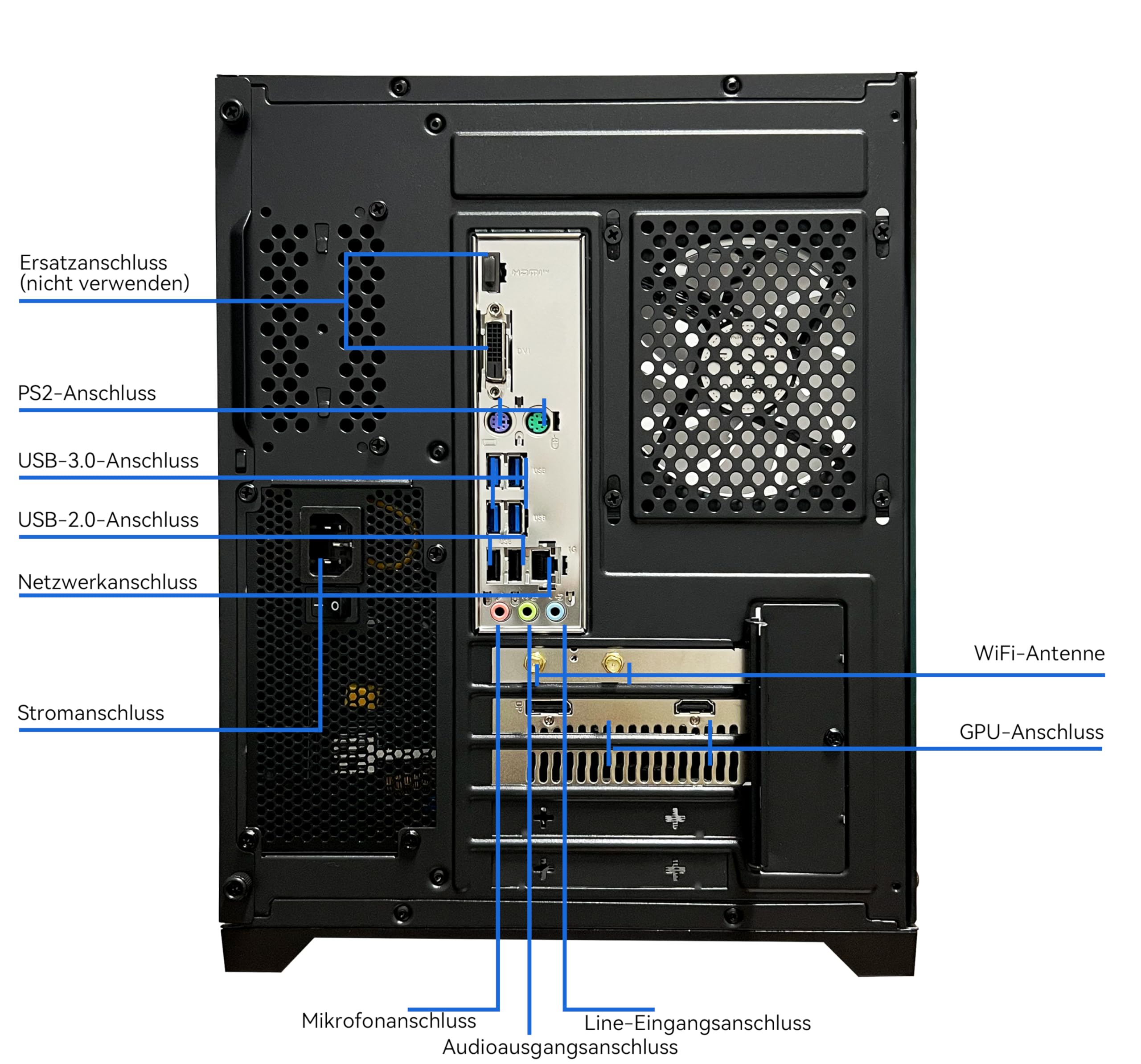Gaming-PC, Desktop-Computer, AMD Ryzen 5 5500, RX6500XT 4GB Grafikkarte, 16 GB DDR4-RAM, 512 GB NVMe-SSD, ARGB-Lüfter, geeignet für Gaming, Design und Büro, Sea-View-Gehäuse, vorgefertigter Tower