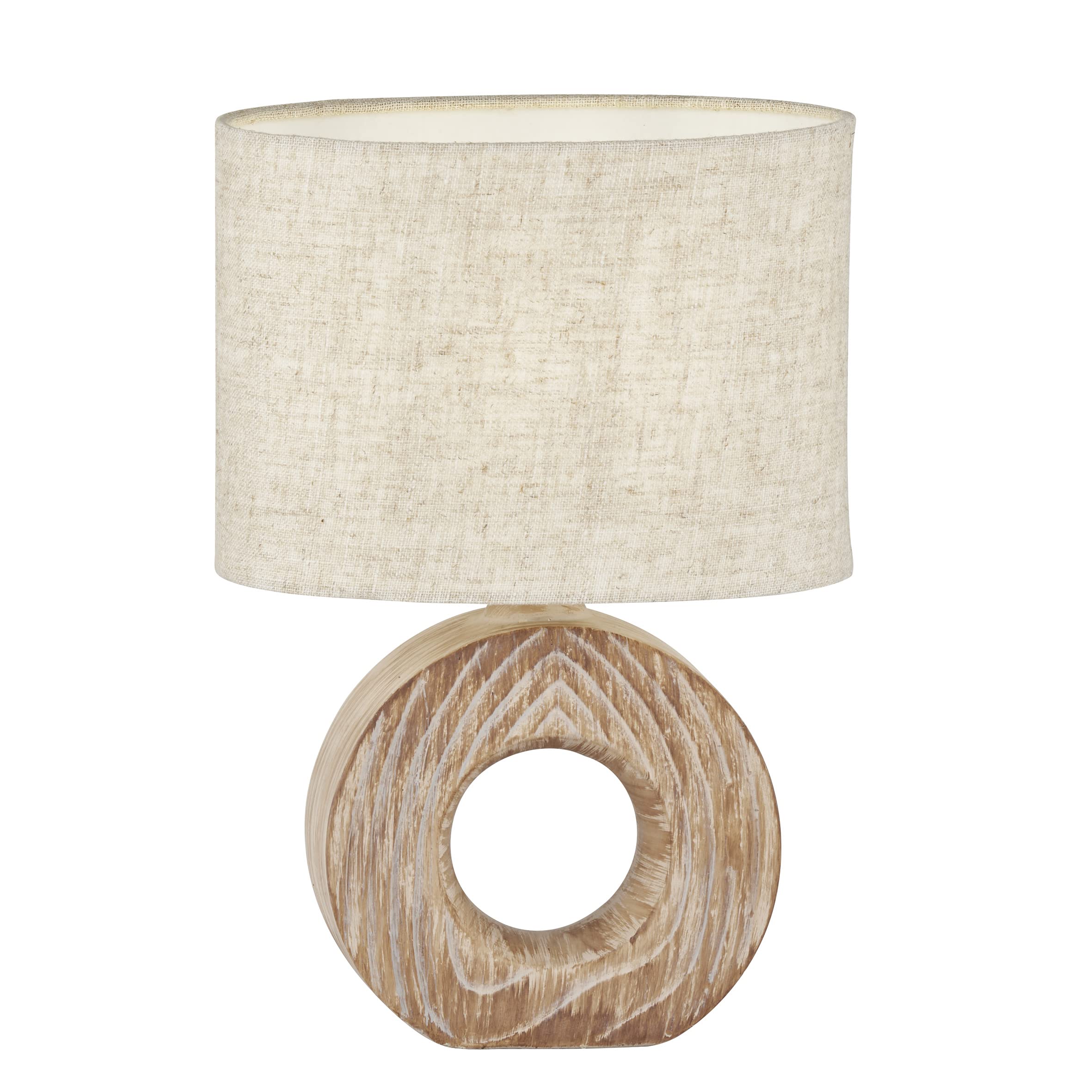 Fischer & Honsel|Tischleuchte, Hanke|holzfarben|Stoffschirm-leinen sand|L: 20,00 cm, B: 13,00 cm, H: 31,00 cm|mit Schnurschalter|1x E14 max. 25,0 Watt|50609, Sandfarben