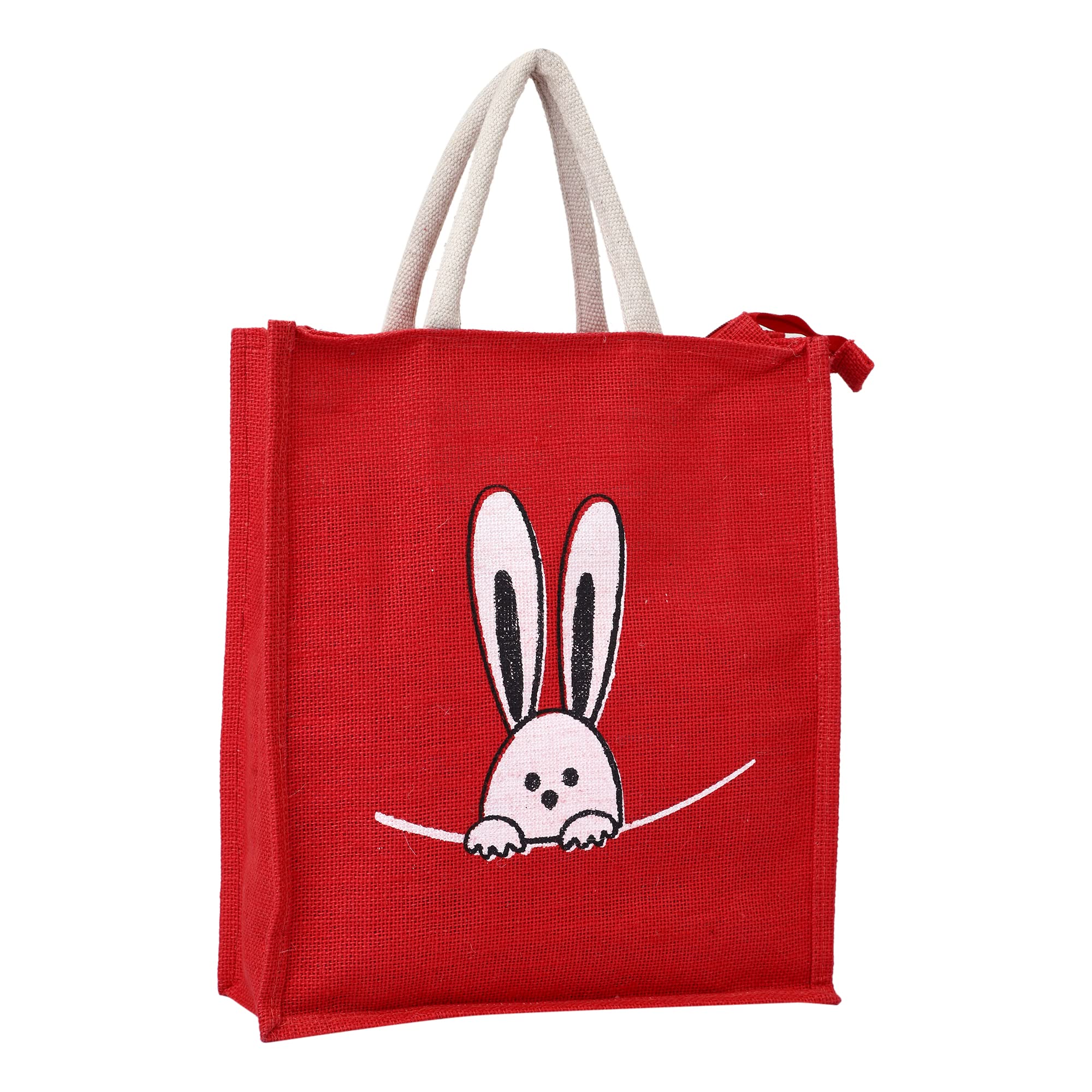 ASIAN Eco-Friendly Jute Bags Tiffin/Shopping Grocery Multipurpose Hand Bag with Zip & Handle for Men and Women.. (Medium, White,Red) (B0BKWKNFPW) Amazon Price History, Amazon Price Tracker