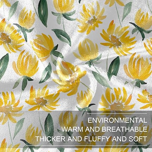 Miniatura 7 de Yellow Watercolor Flowers Leaf Cozy Plush Blanket for Adults Kids, Flannel Spring Blanket for Office Bed Bed, 60x90 Inches Plush Travel Blankets