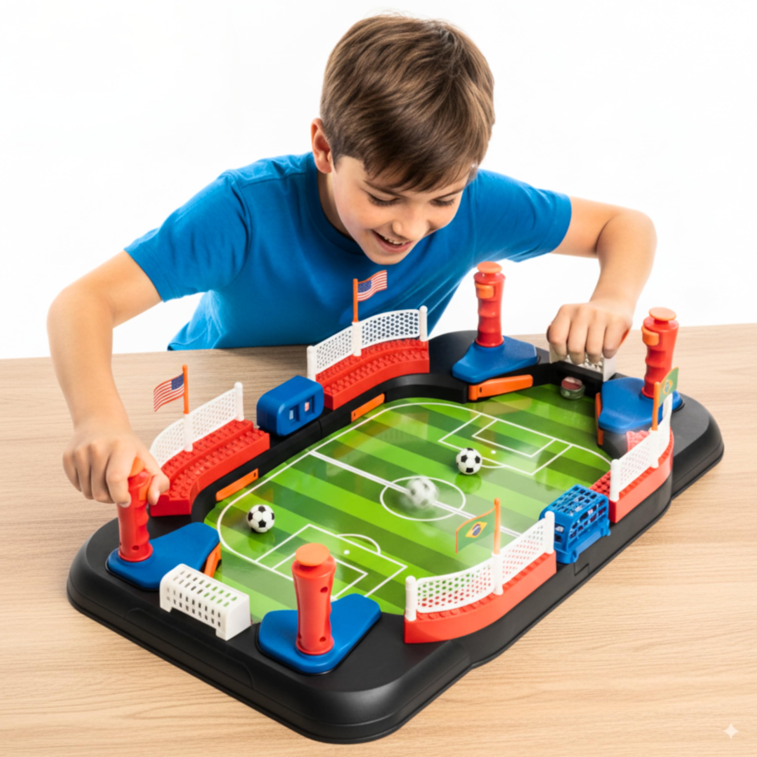 Soccer Toy for Kids - Table Top Foosball Game for 3 4 5 6 7 8-12 Year Old Kids - Interactive Soccer Gift - Mini Football Table Game with Goal Bell, Score Counter & 6 Balls - Easy Set-up Gift