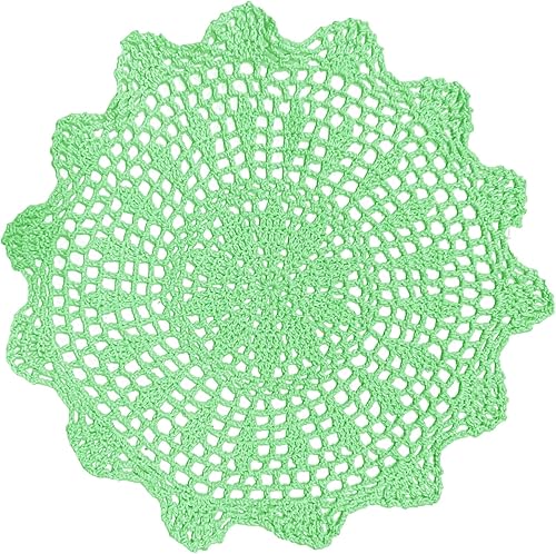 BIBITIME Manteles individuales de encaje hechos a mano con flores de ganchillo, manteles individuales de cocina para platos de cocina (verde