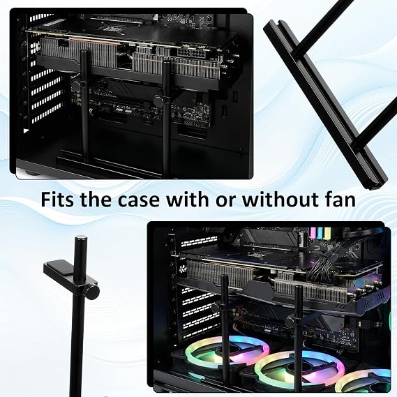 GPU Support Bracket, Anti-Slip Dual Brace Aluminum Graphics Card Stand Holder Adjustable Video Card Brackets Vertical Big GPU Anti Sag Bracket Support Fans Mounting