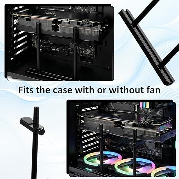 GPU Support Bracket, Anti-Slip Dual Brace Aluminum Graphics Card Stand Holder Adjustable Video Card Brackets Vertical Big GPU Anti Sag Bracket Support Fans Mounting