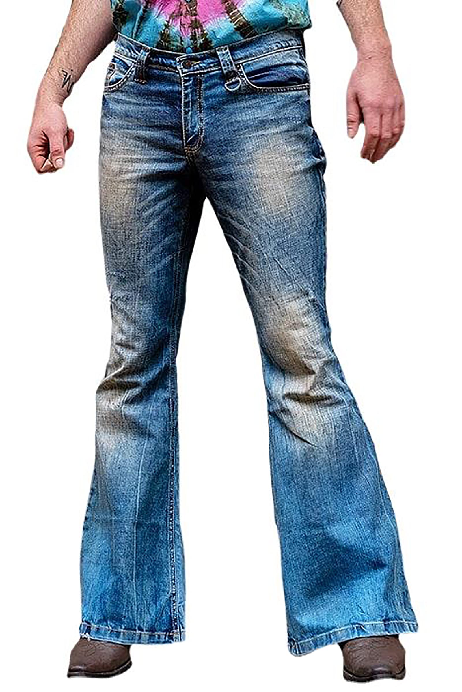 Mens Relaxed Fit Classic Stretch Bell Bottom Jeans product thumbnail 3