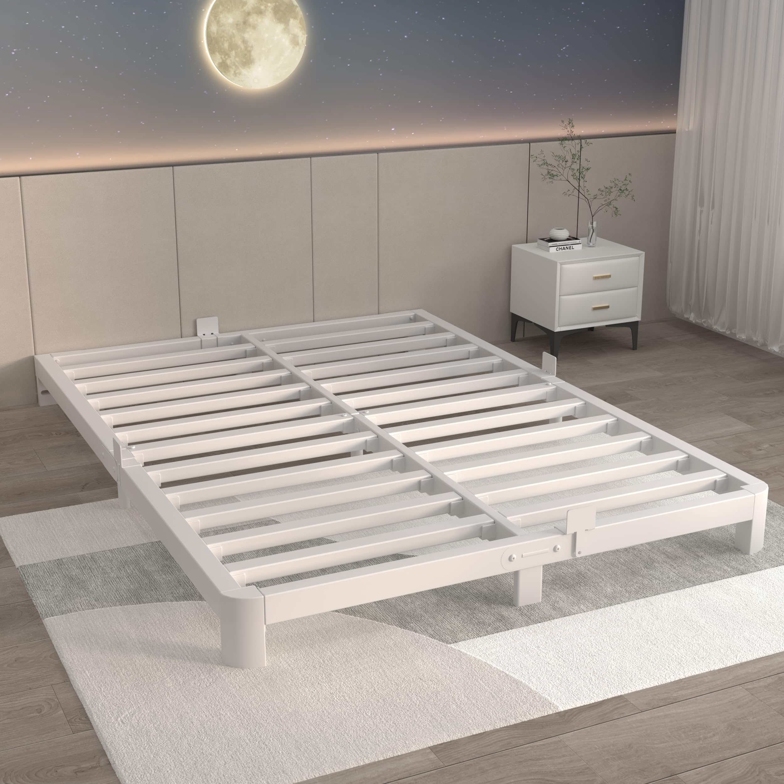 ITIMIDI 4 Inch White King Size Bed Frame