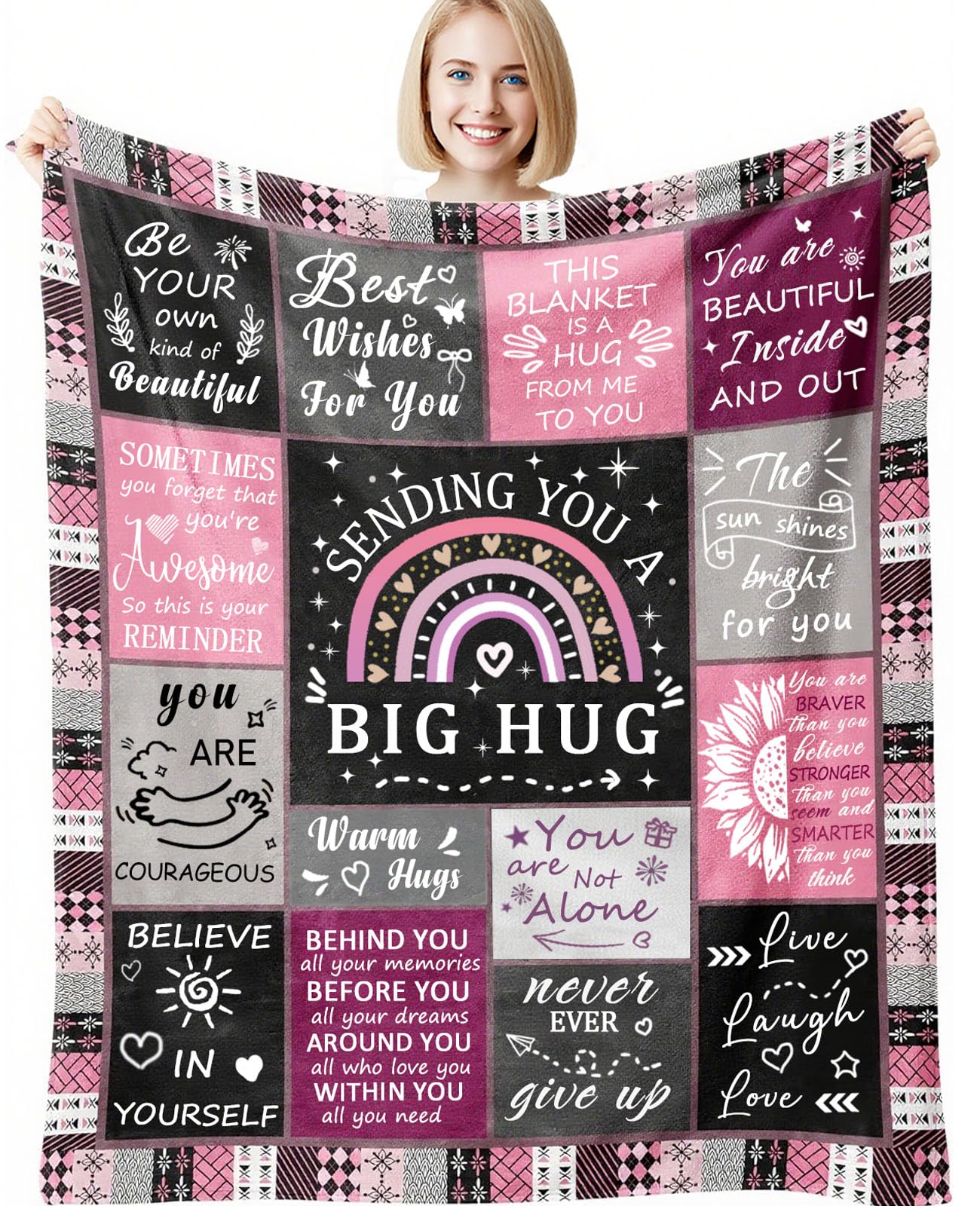 Gifts for Women Hug Blanket,Get Well Soon Gift for Her,Birthday Gifts Blanket Friendship Gifts for Women Best Friends Sisters Mum Girlfriends Wife Daughter 130 * 150CM