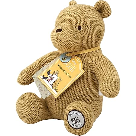 Official Disney Winnie The Pooh Teddy Bear - Knitted Classic Winnie The Pooh Soft Toy - Pooh Bear Toddler & Baby Plush Toys by Rainbow Designs