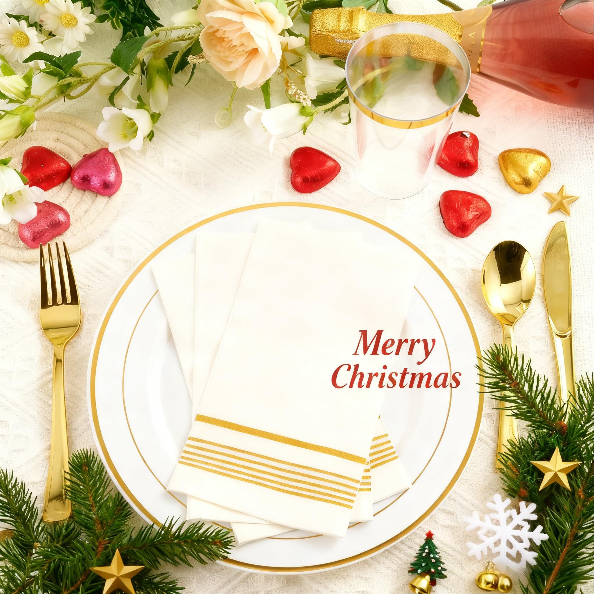 200 Pack Paper Napkins Guest Towels Disposable Premium Quality 3-ply Dinner Napkins Disposable Soft, Absorbent, Party Napkins Wedding for Kitchen, Parties, Dinners or Events