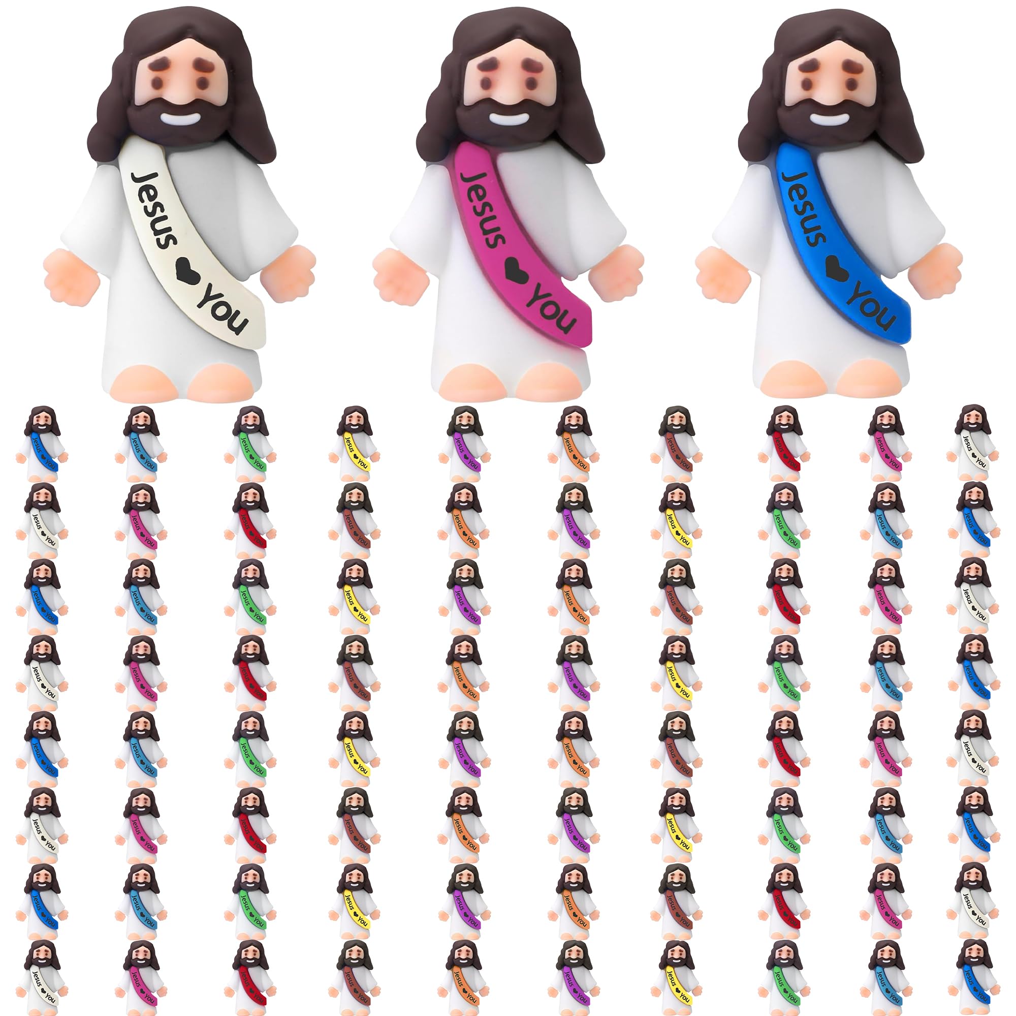 80Pcs Little Jesus Figures, 80pcs Action Figures Little Jesus Figurines in Bulk, Jesus Love You Figures Religious Gifts for Christians Women Mon