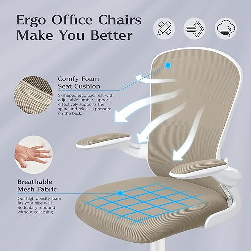 Miniatura 4 de FelixKing Silla de oficina, sillas de escritorio ergonómicas con ruedas, silla de malla para el hogar, soporte lumbar ajustable y altura, silla Ergo