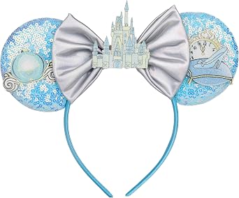 Princess Mouse Ears Headband for Women Adult,Crown & Star Sequin Mouse Ears Cute Park Ears