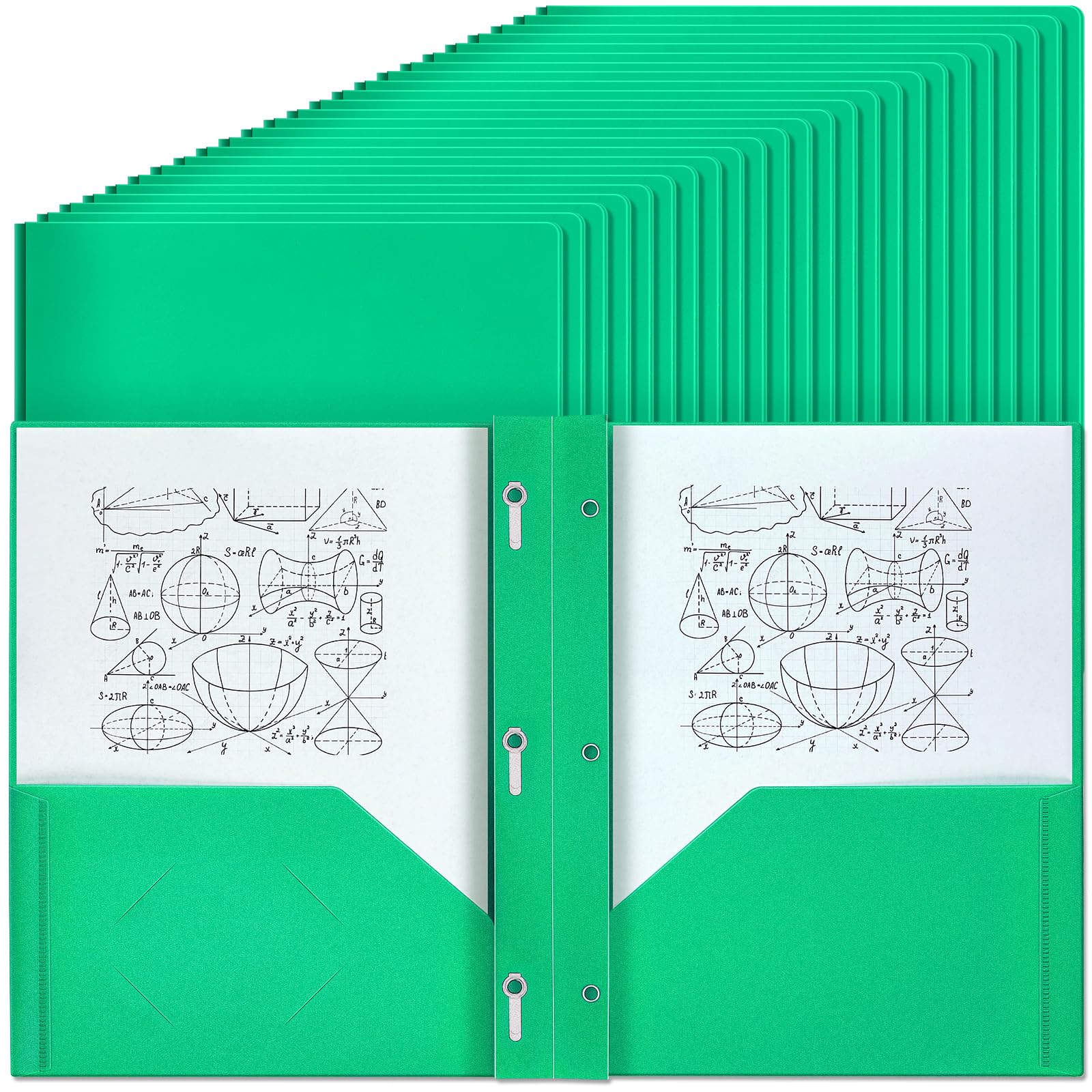 Yeaqee 150 Pack Plastic Folders with Prongs Heavy Duty Plastic 2 Pocket Folder with 3 Prongs, Business Card Slot for Back to School Office Home 11.6 x