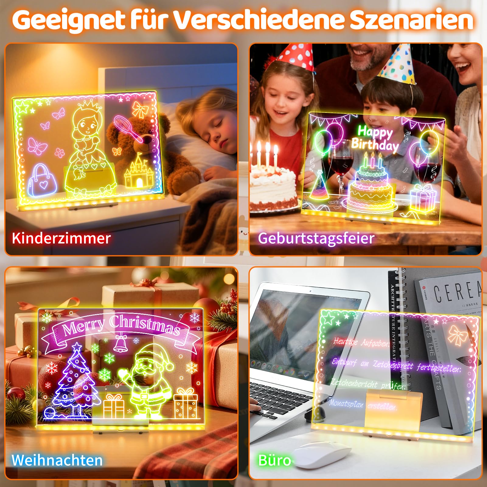 LED Zeichenbrett,30x20cm Led Maltafel Kinder mit 15 doppelseitiges Pauspapier (30 Skizzen), 7 Farbmarker, Notiztafel mit Farben, Notiztafel Kreatives Geschenk Spielzeug für Kinder
