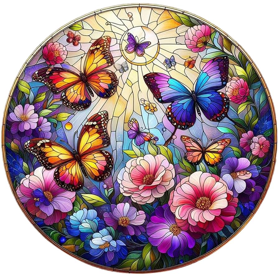 DAERLE Stained Glass Butterfly DIY 5D Diamond Painting Kit - Adult