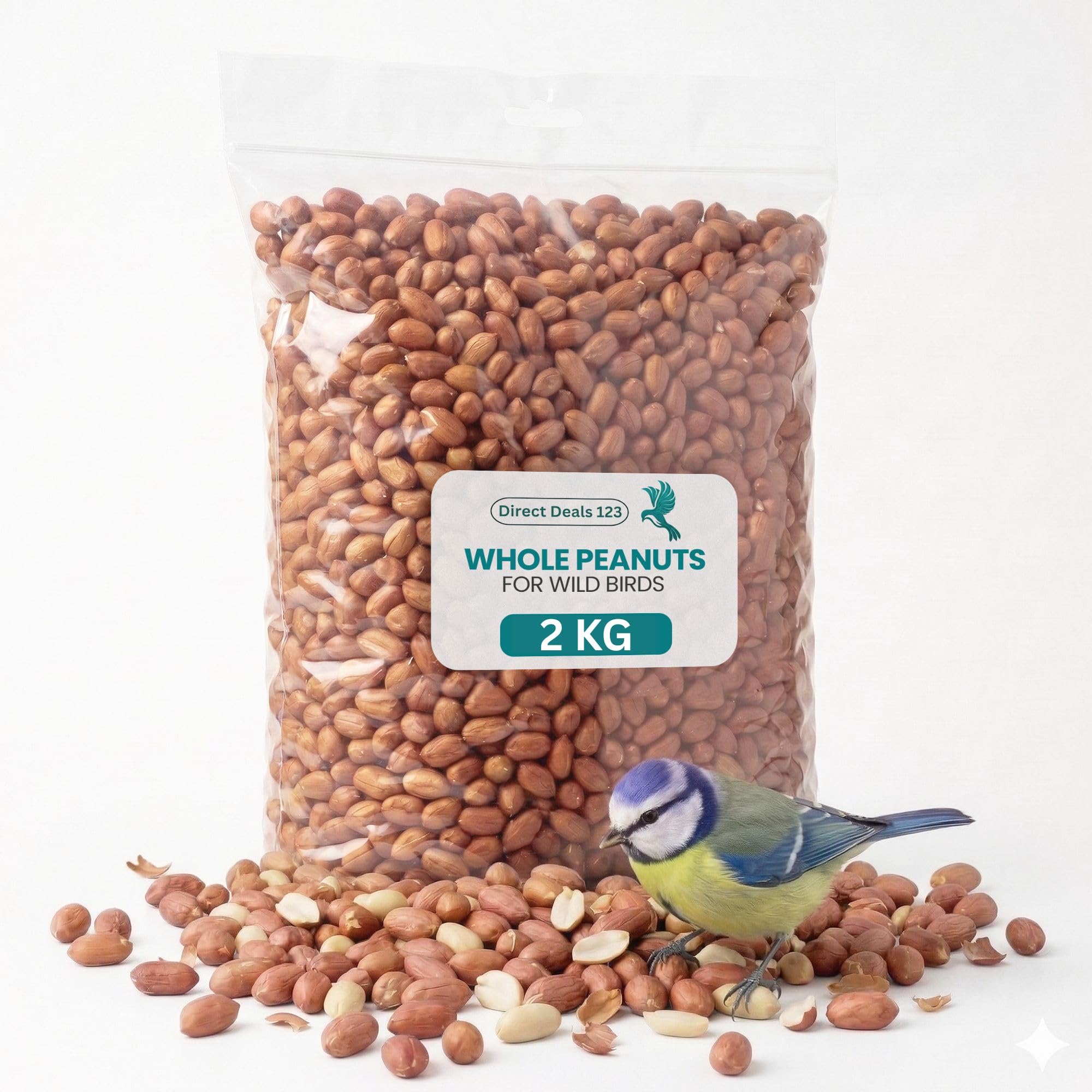 2KG Peanuts Whole for Wild Birds Food, Unsalted Nuts for Birds Feed