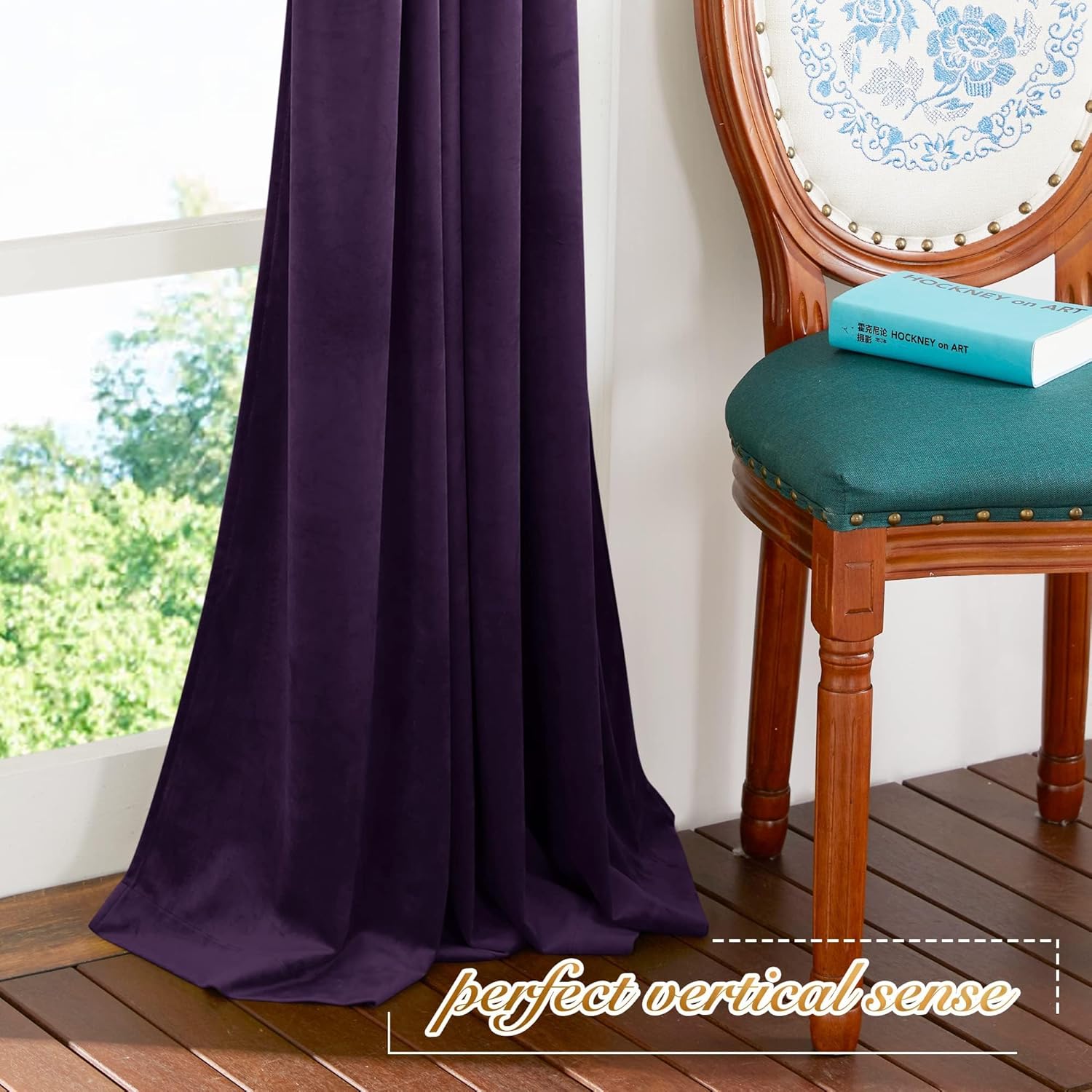 NICETOWN Purple Velvet Curtains 108 inches Long for Living Room - Blackout Sound Reducing Privacy Protection Heavy Matt Solid Grommet Top Drapes/Panels (2 Panel Per Pack, 52 inch Wide Each Panel)