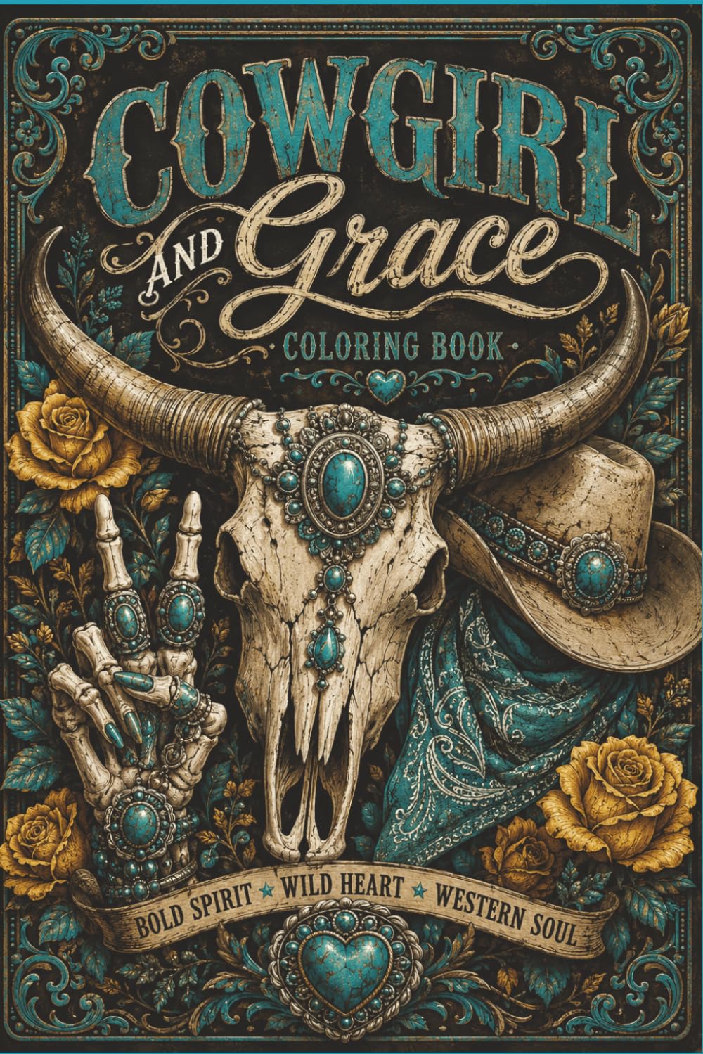 Cowgirl and Grace: A Western Coloring Book Filled with Horses, Boots, Hats, Wildflowers, Rustic Charm & Country Spirit
