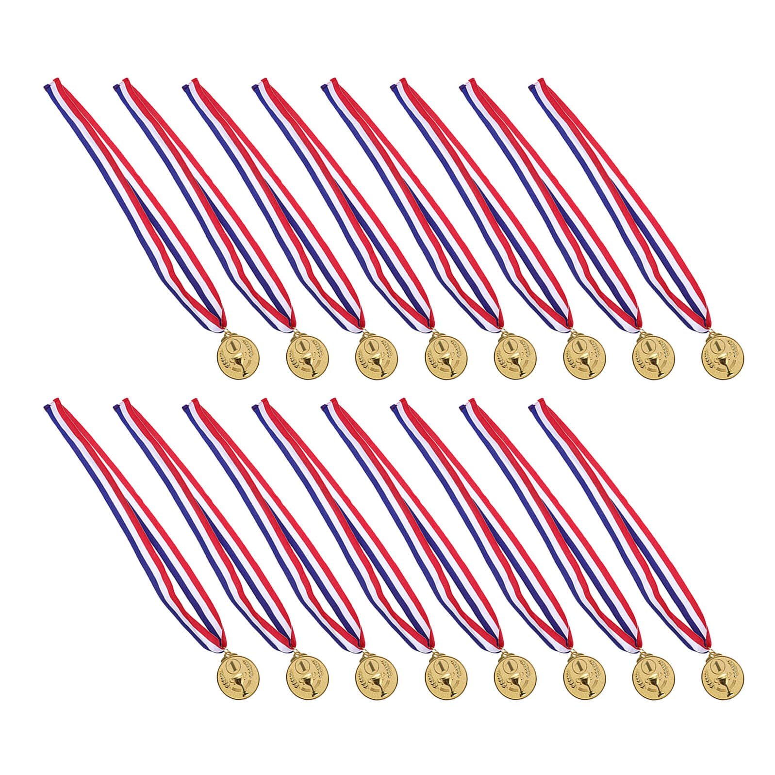 Gatuida Medaglie Sportive in Metallo con Nastro, 16 Pezzi, Oro | Motivo Spiga Vintage, Lega di Zinco e Stoffa, per Sports Day e Laurea, per Adulti e Studenti