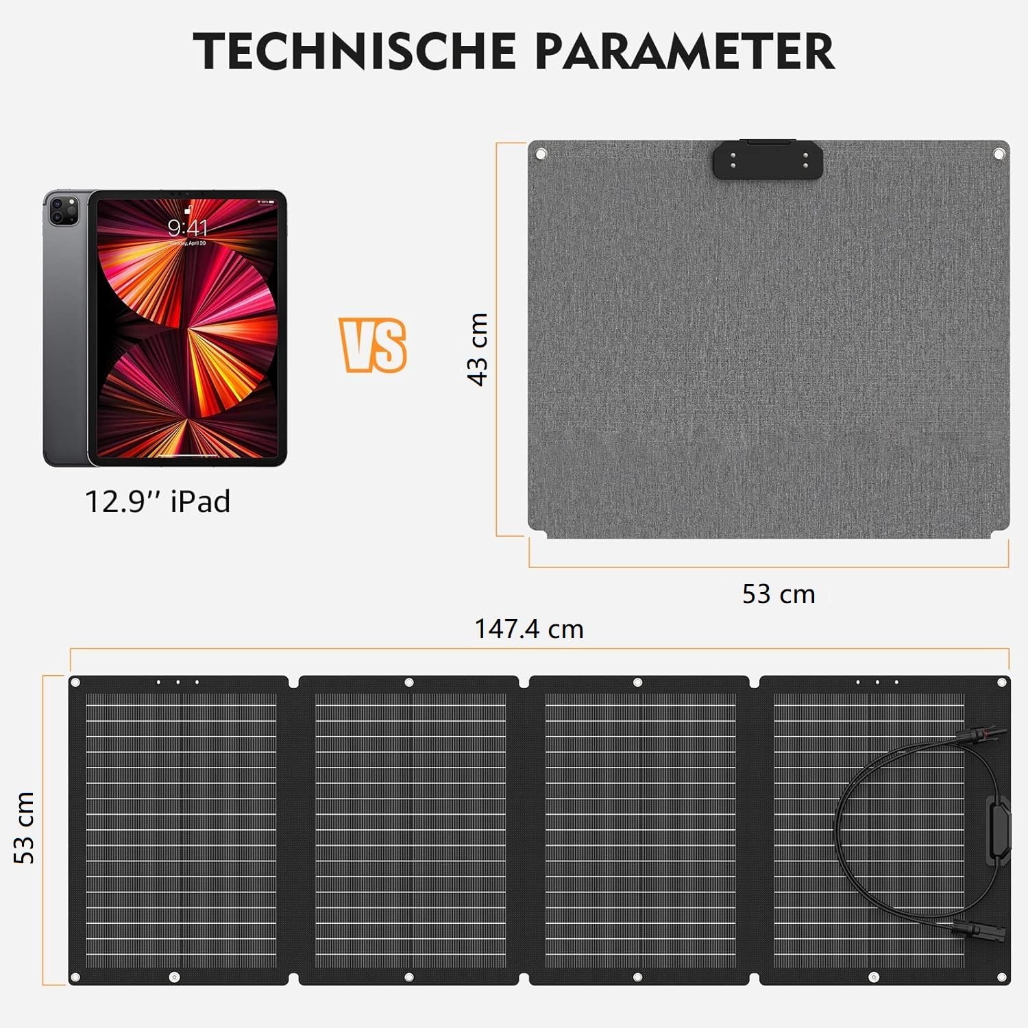 SinKeu 120W faltbares Solarpanel, Tragbare Solarladegerät mit Tragetasche, Wasserdicht mit 19,8V 6A MC4/Anderson/XT60/DC-Ausgängen, Ideal für Powerstations, Generatoren, Camping, Wohnmobile