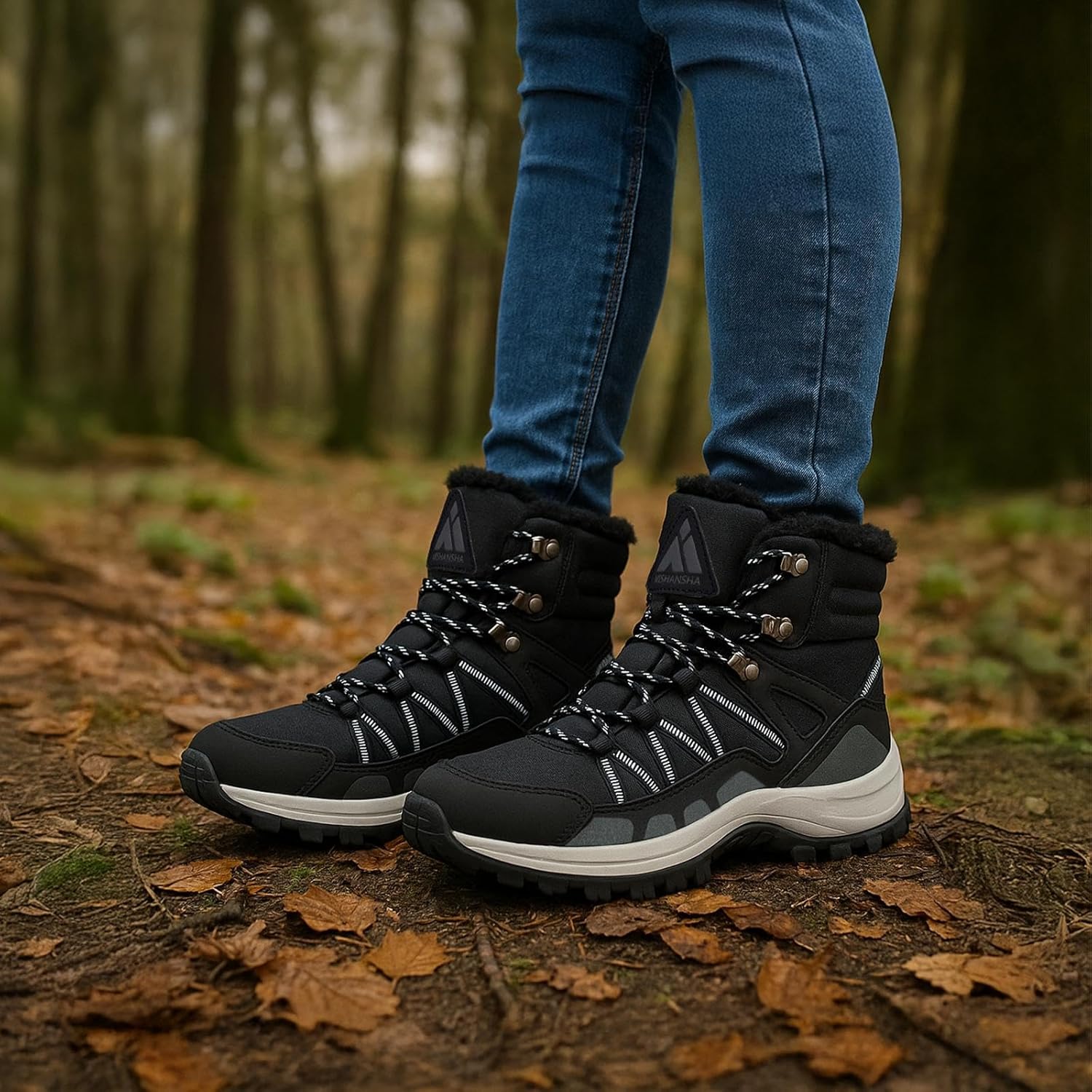 Mishansha Women's Winter Snow Boots Waterproof Warm Fur Lined Ankle Hiking Boot Non-Slip Outdoor Cold Weather Shoes